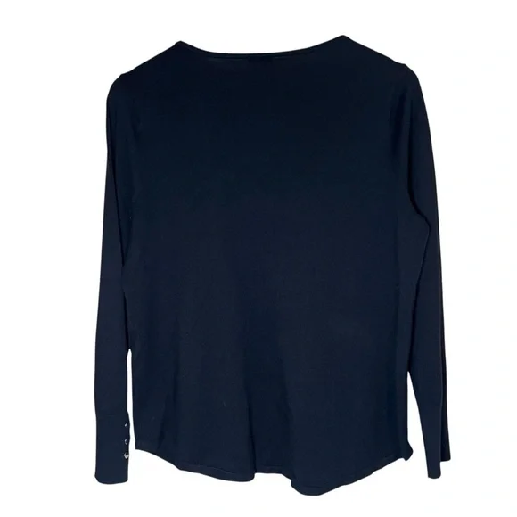 CHICO’S V-Neck Basic Pullover Light Sweater Ella Spun Rayon Sz 1 US Medium Black - Picture 5 of 10